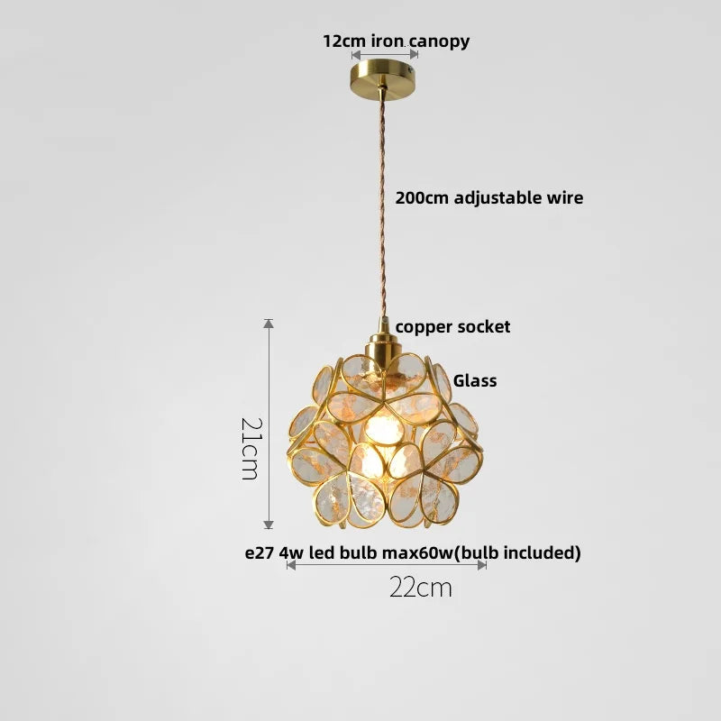 Glass Flower LED Pendant Light Fixture for Modern Luxury Home Decor