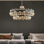 Luxury LED Chandelier Black Crystal Modern Suspension Island Dining Lamp