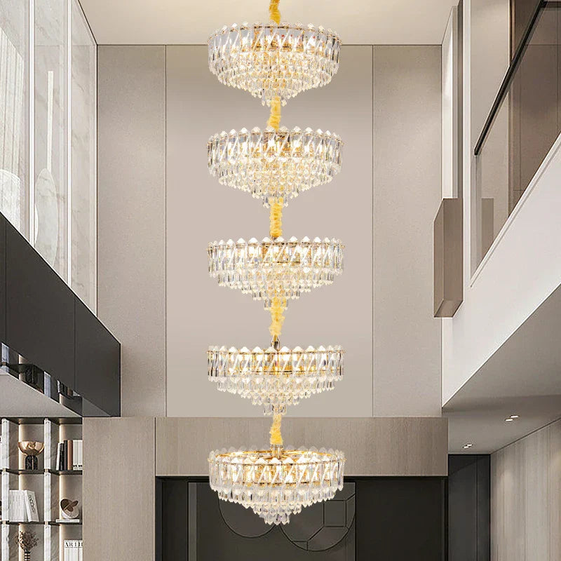 Crystal Duplex Chandelier: New Light Luxury Post-Modern Hall Lighting for High Living Room