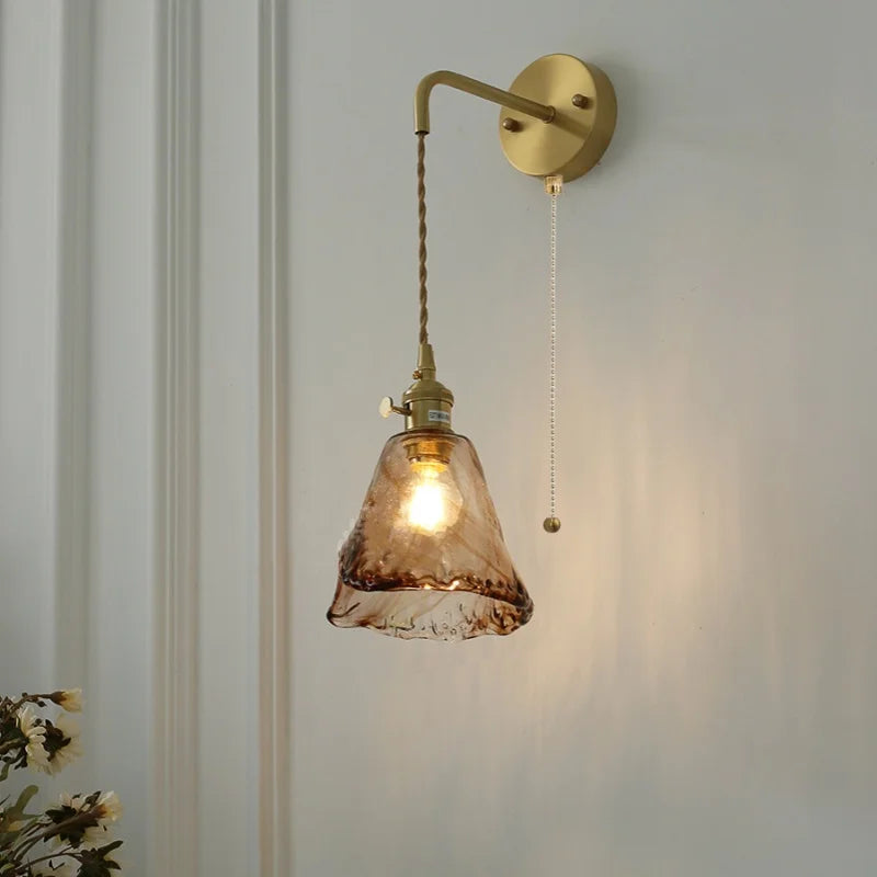 Afralia™ Vintage LED Wall Light Up Down Rotate Pull Chain Switch Bedside Lamp