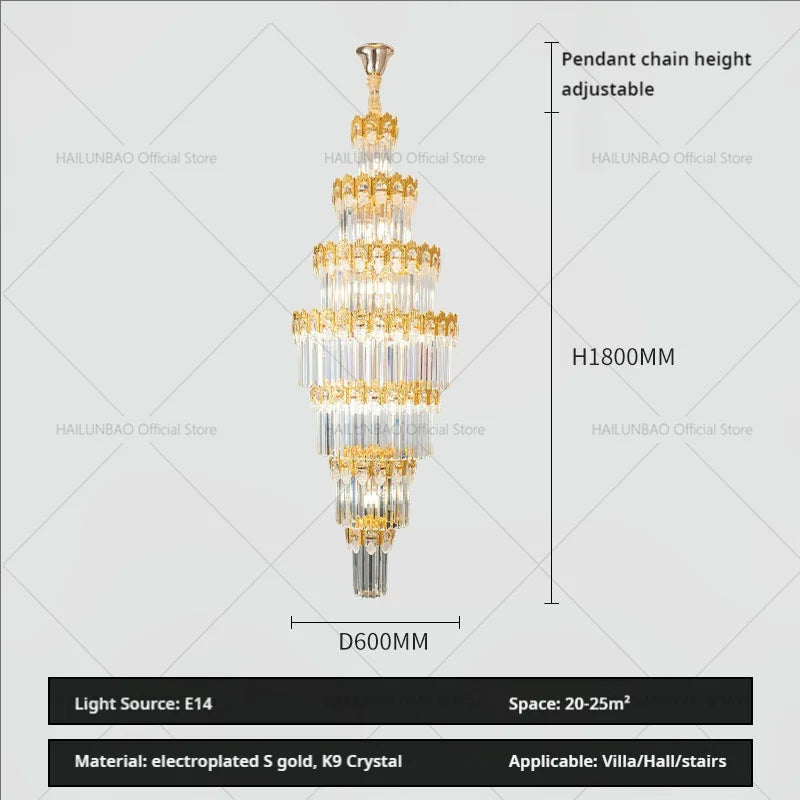 Crystal Staircase Chandelier: Luxurious European Style for Villa Living