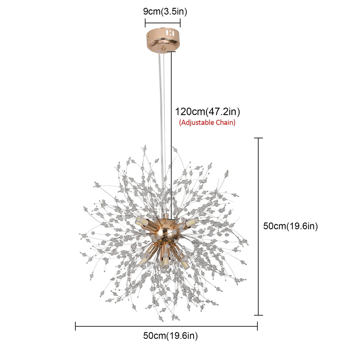 Aluminum Dandelion Pendant Light: Modern Sputnik Hedgehog LED Chandelier for Living & Dining Room