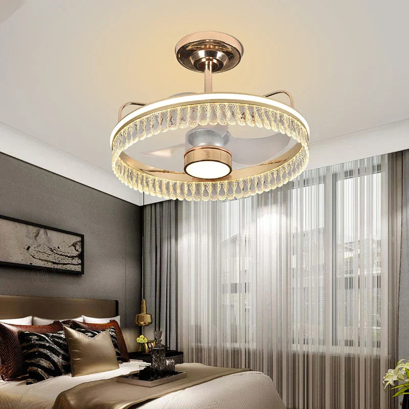 Black Gold LED Ceiling Fan Chandelier: Luxury Nordic Modern Design