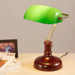 Glass Lampshade Bank Desk Table Lamps White Green LED Light E27