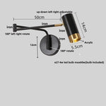 Acrylic Iron LED Wall Lamp | Modern Rotate Black Stair Light | Dining Room Study Fixtures