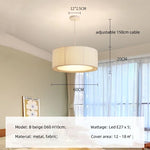 Nordic Fabric LED Chandelier Minimalism Pendant Light for Bedroom Dining Room