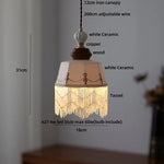 Afralia™ Copper Wood LED Pendant Light: Ceramic Modern Tassel Hanging Lamp