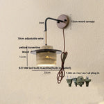 Yellow Travertine LED Wall Lamp Pull Chain Switch Stone Wood Modern Light