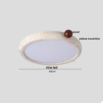 Yellow Travertine Stone LED Ceiling Lamp with Wood Canopy