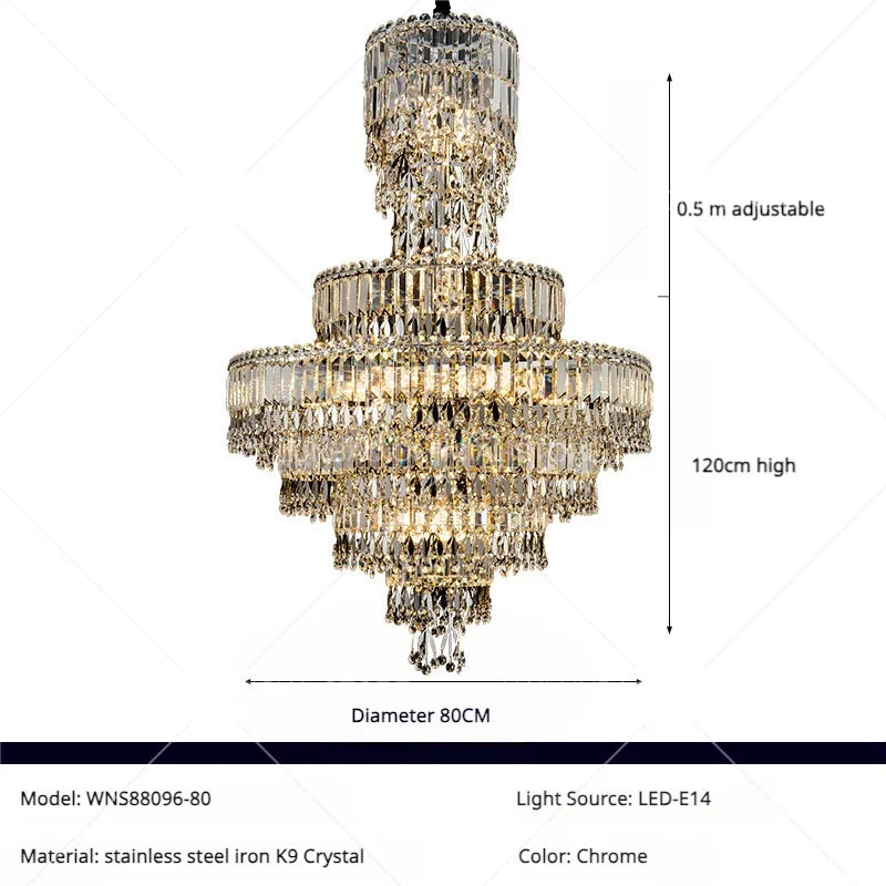Crystal Chandelier: Luxury Modern Staircase & Living Room, Hotel & Villa Lighting
