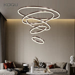 Black Led Rings Circle Pendant Chandelier for Living Dining Kitchen