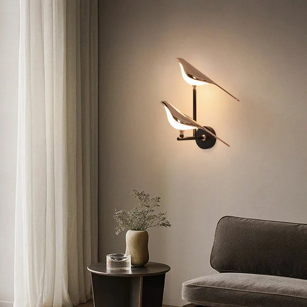 Bird Wall Light Night Modern Fixture Iron Lamp Living Room LED