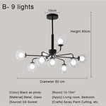 Glass Ball Pendant Chandelier for Living Room Bedroom Dining Room