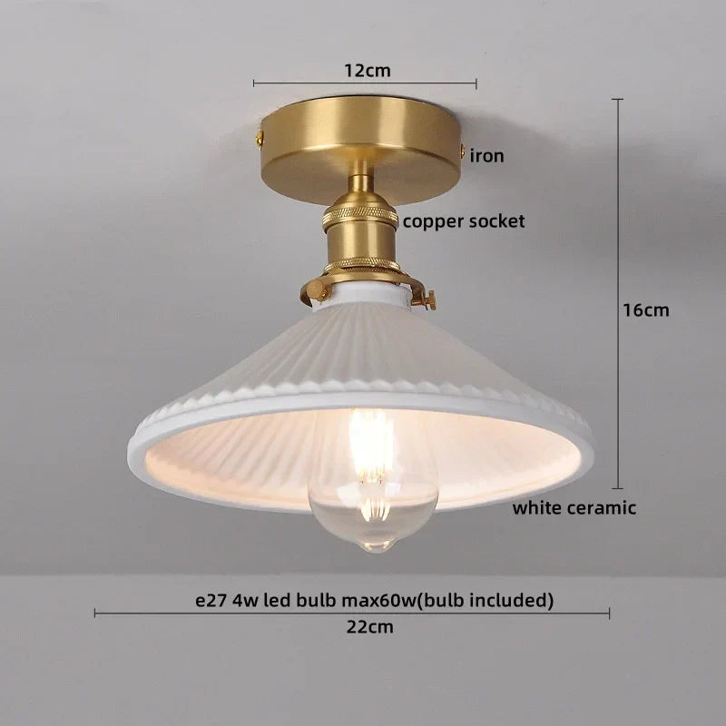Ceramic LED Ceiling Light Modern White Porch Balcony Luminaria