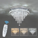 Crystal LED Ceiling Chandelier: Remote Dimming Round Lamp for Luxury Home Decor