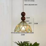 Afralia™ Copper LED Pendant Lamp Wood Globe Glass Nordic Modern Tiffany Hanging Lights