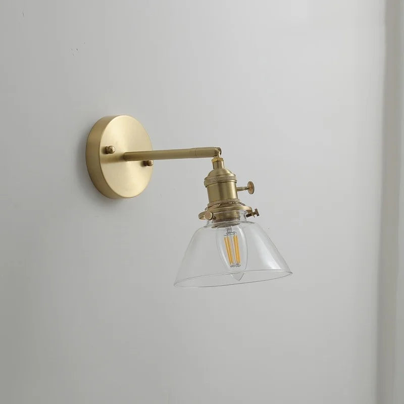 Glass Copper LED Wall Lights Modern Style for Indoor Bedroom Living Room