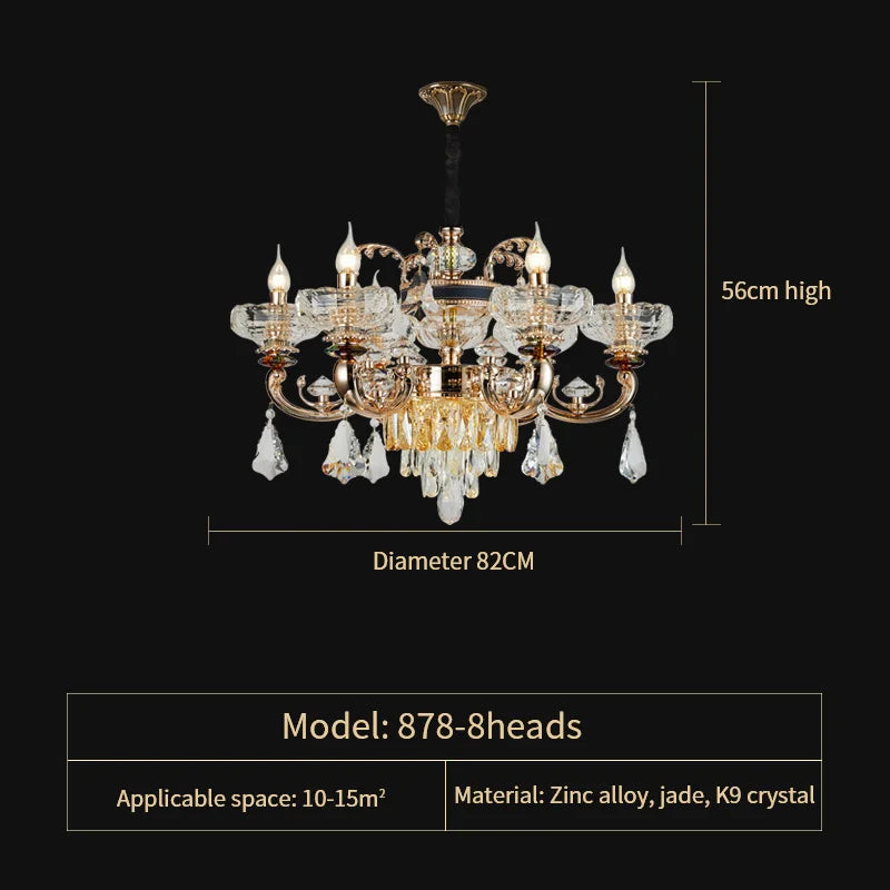 Crystal Candle Chandelier for Home Living Room Dining Bedroom