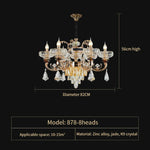 Crystal Candle Chandelier for Home Living Room Dining Bedroom