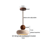 Yellow Travertine Wood LED Pendant Lamp - Nordic Modern Living Dining Room Light