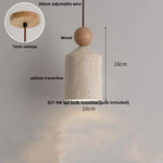 Yellow Travertine Wood Wire Adjustable LED Pendant Lights Modern Nordic Living Room