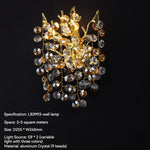 Luxury Gold Wall Sconce Crystal Decor LED Wall Light