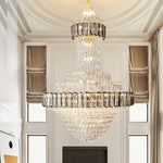 Round Villa Crystal Chandelier Modern Luxury Staircase Light Atmospheric Foyer Dining Room