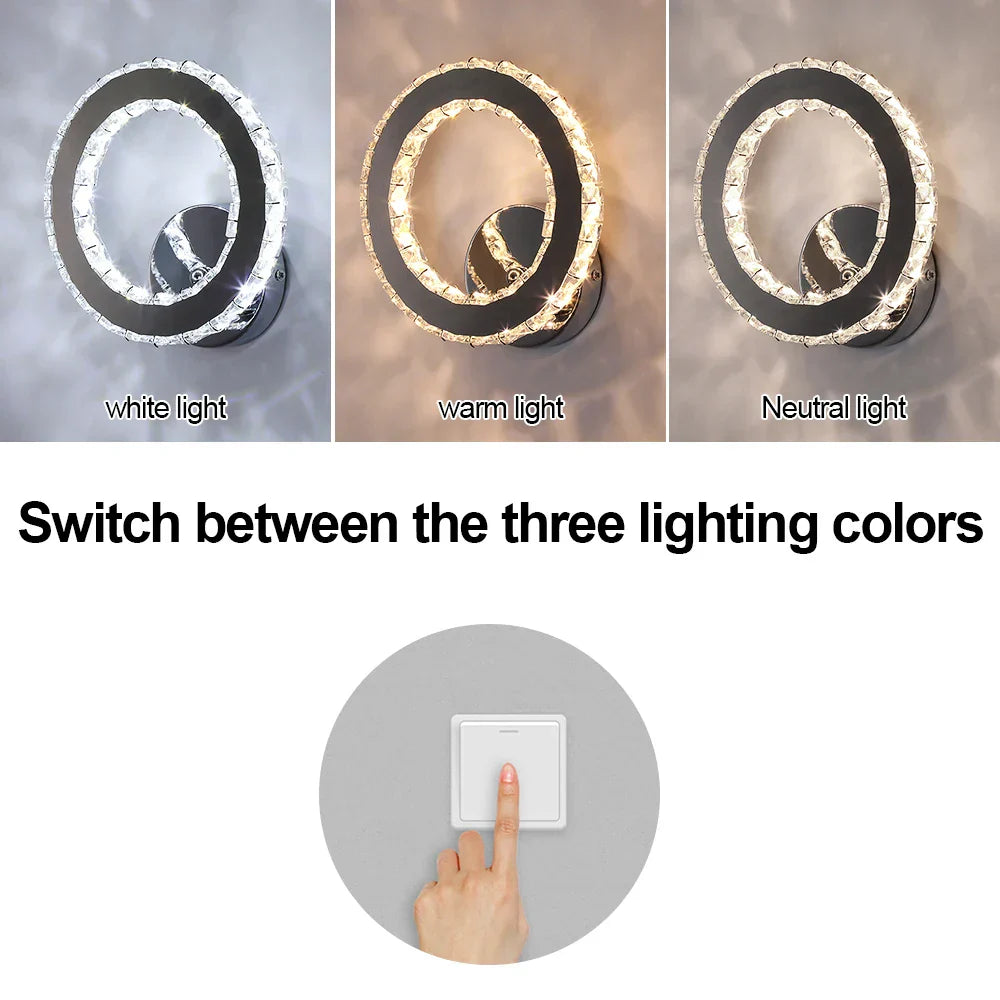 Crystal Led Wall Sconce | Modern Minimalist Living Room Lighting