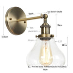 Black Iron LED Wall Lights Industrial Pull Chain Switch Bedroom Dining Room Loft