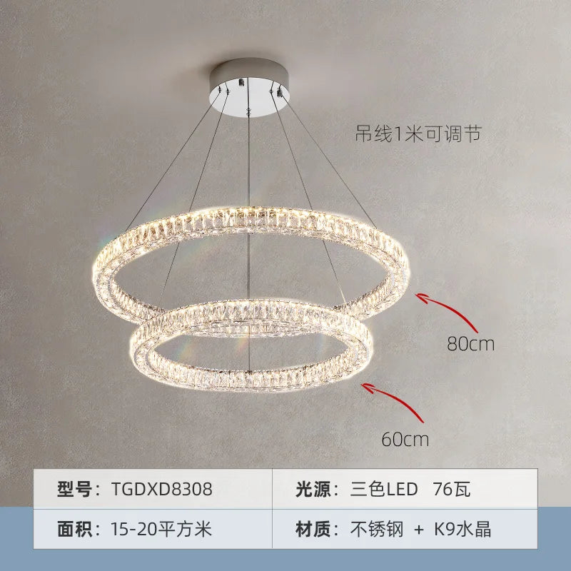 Crystal Chandelier Ring - Elegant Light Luxury for Living Room, Dining Room & Bedroom