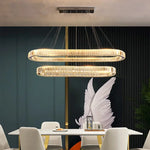 Crystal Chandelier Pendant Lights Dimmable LED Oval Lustre Hang Lamp
