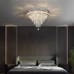 Crystal LED Ceiling Chandelier: Remote Dimming Round Lamp for Luxury Home Decor