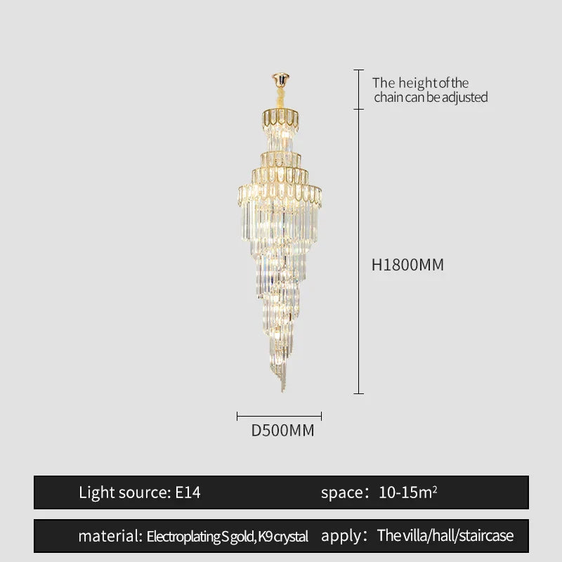 Light Luxury Rotating Crystal Chandelier for Villa Living Room
