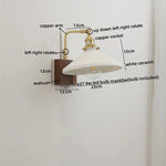 Walnut Ceramic LED Wall Lamp Pull Chain Switch - Modern Bathroom Mirror Light