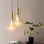 Long Tube Marble Ceiling Chandelier LED Pendant Light