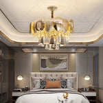Crystal Chandelier: Modern Elegance for Living Room, Dining Room, Bedroom - Gold Finish