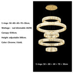 Luxury K9 Crystal Pendant Lights | Dimmable LED Circles Hanging Lamp