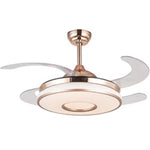 Invisible Gold Ceiling Fan with LED Light and Retractable Blades