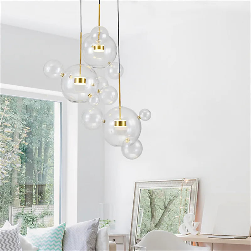 Nordic Mickey LED Glass Ball Pendant Light for Home Decor and Kitchen Lighting