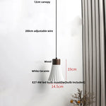 Wood LED Pendant Lamp White Ceramic Ball Hanging Lights