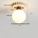Yellow Travertine Stone LED Ceiling Light Fixture White Glass Ceiling Lamp