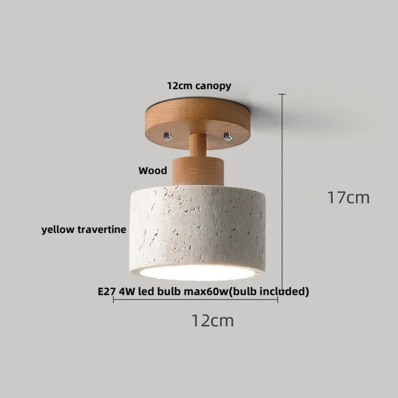 Yellow Travertine Stone LED Ceiling Light for Modern Nordic Ambiance