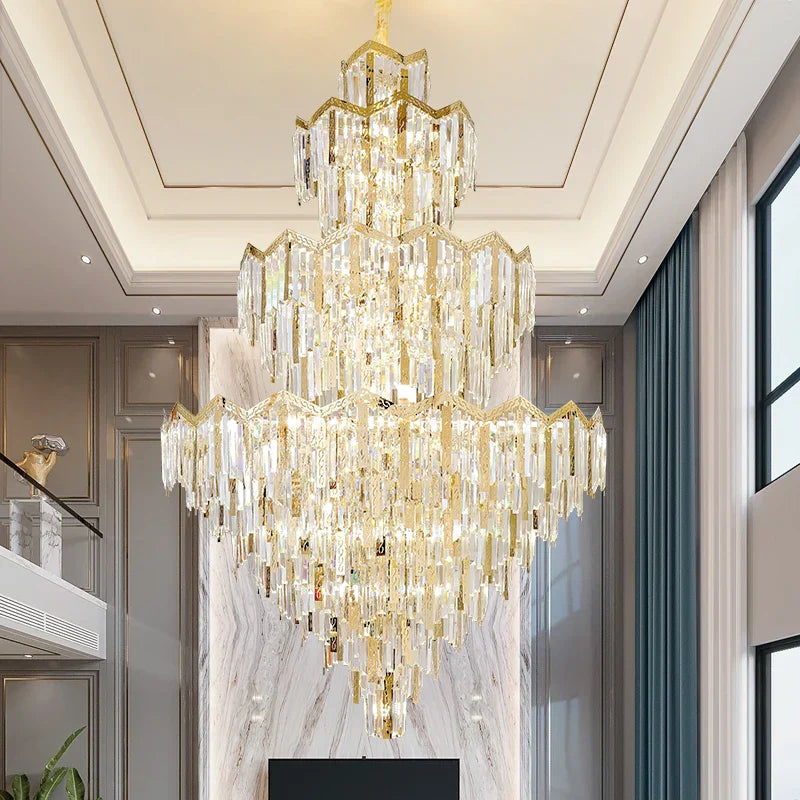 Crystal Chandelier | Modern Luxury Duplex Building Chandelier for Villa and Hotel