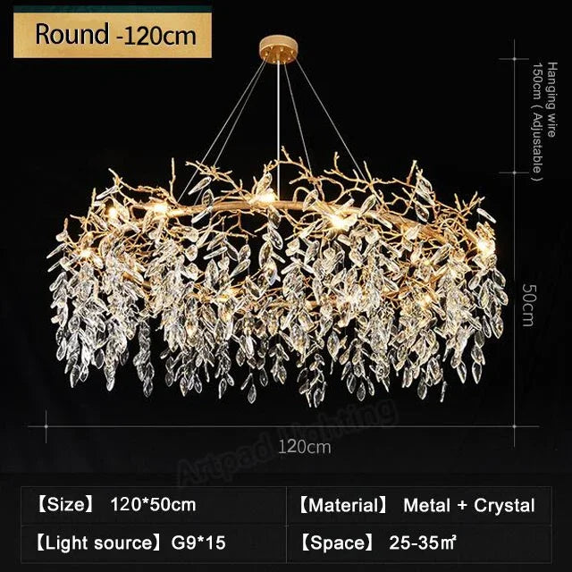 Luxury Crystal Chandeliers: Modern Metal Hanging Lamp for Dining Living Room Hotel Hall