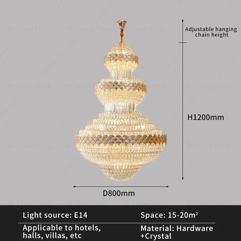 Crystal Chandelier - Modern Duplex Loft Staircase Living Room Lighting