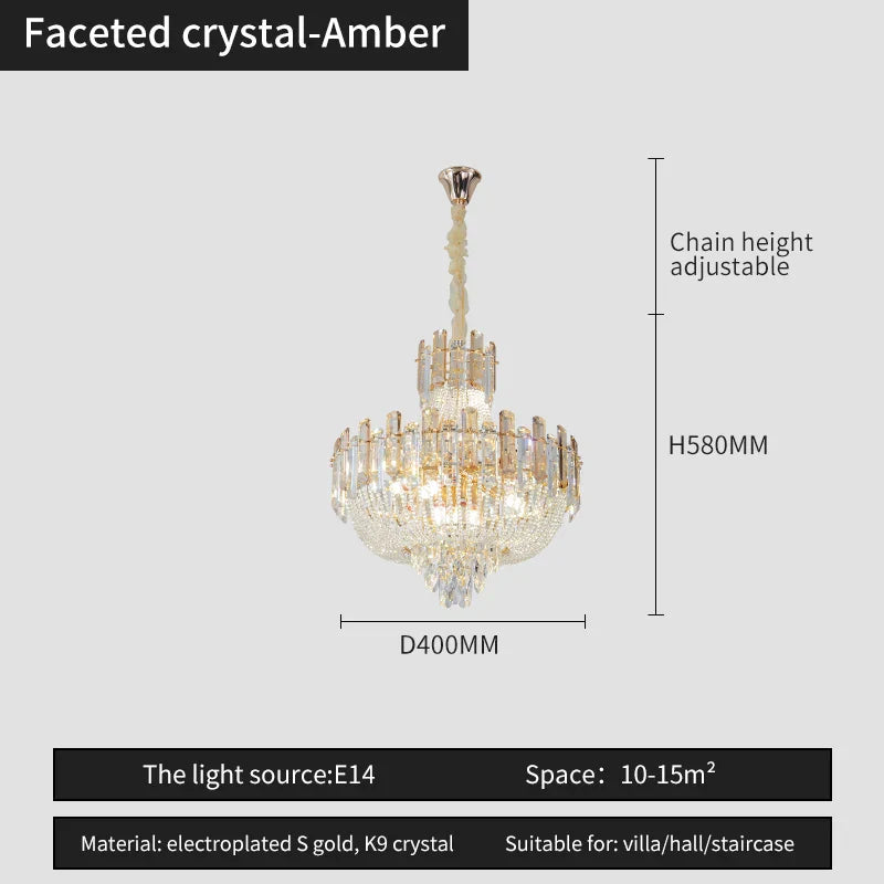 French Bead Chain Crystal Chandelier for Luxury Spaces