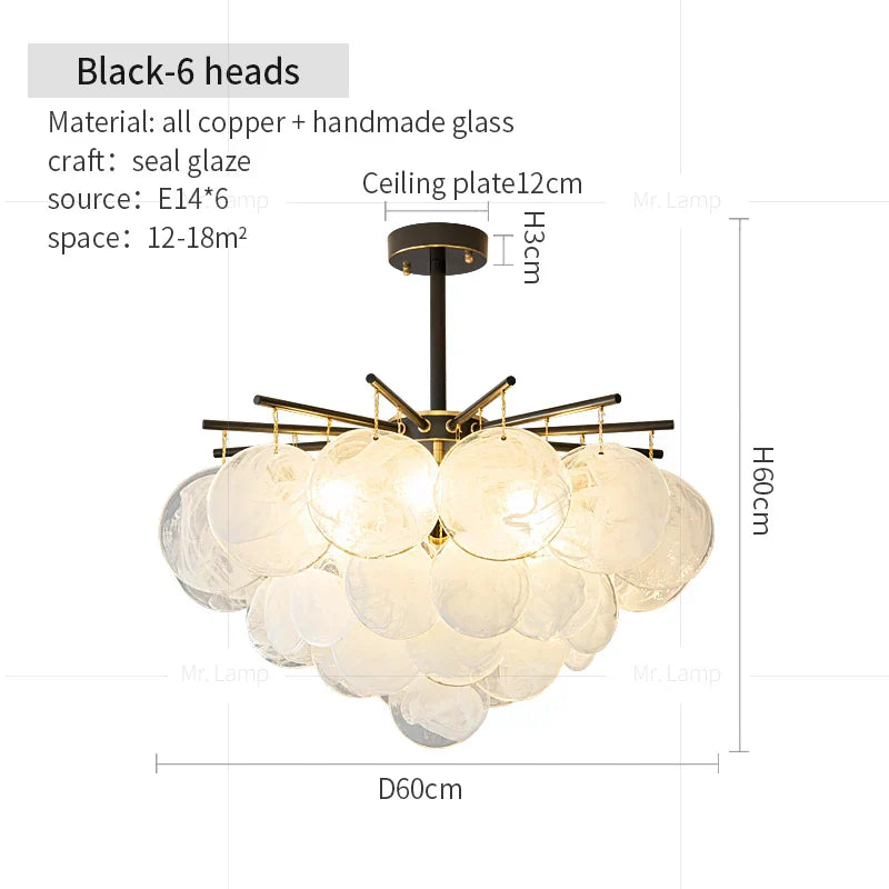 Modern Black Gold All-Copper Chandelier for Living Room Restaurant Nordic Minimalist