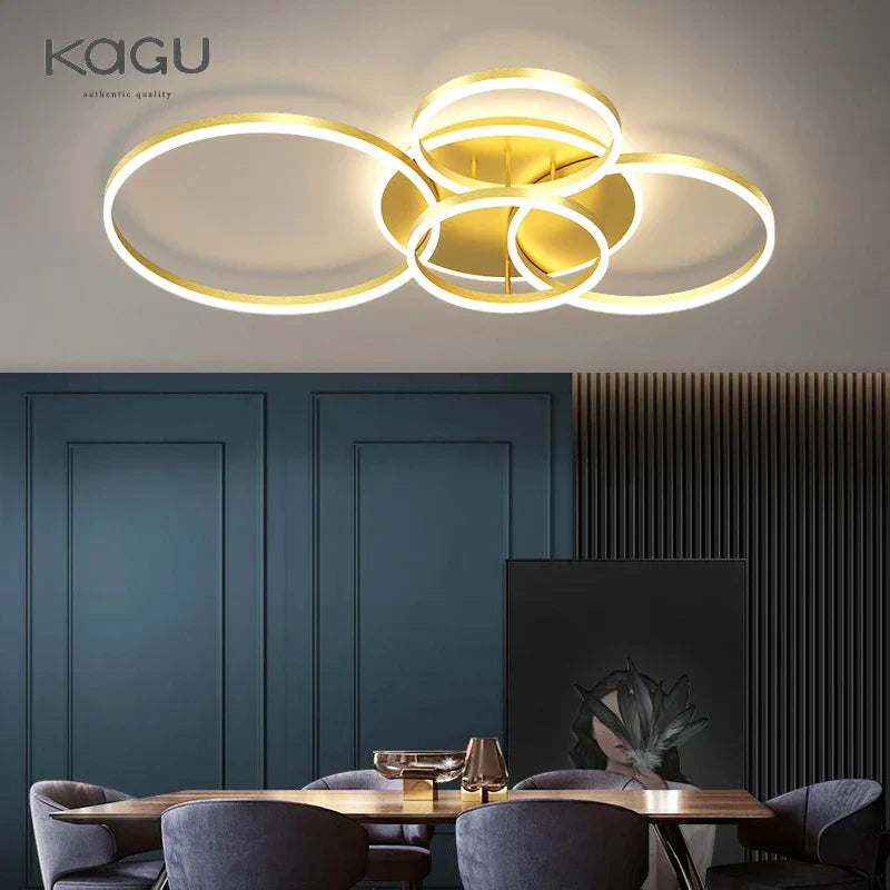 White Gold LED Chandelier for Living Room Study Parlor, Modern Indoor Lighting