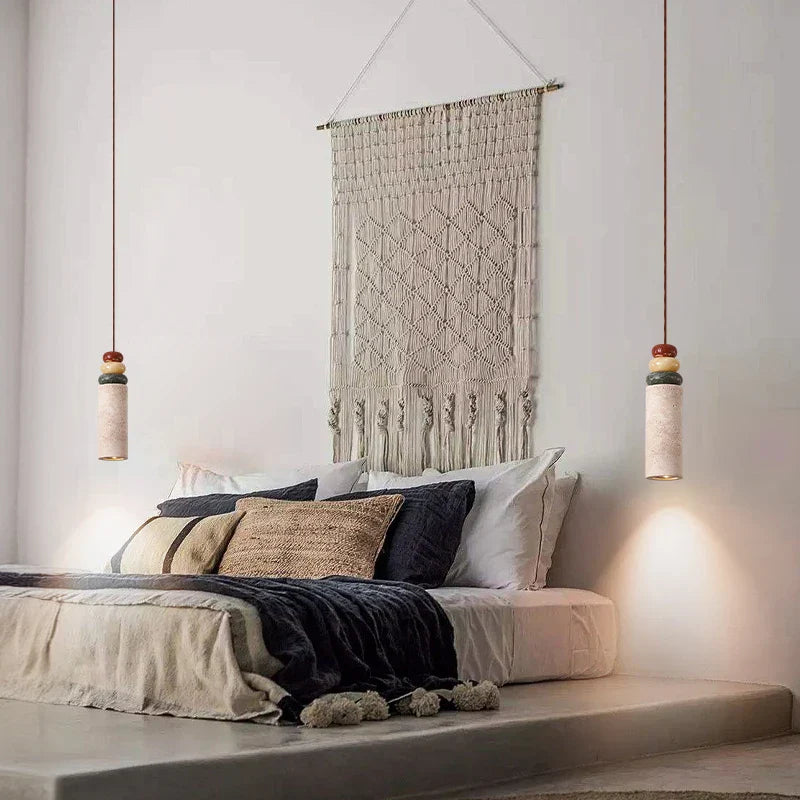 Stone Cylinder LED Pendant Lights for Dining Living Room Kitchen Cafe Loft Decor