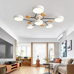 Modern LED Ceiling Lamp - Wood Round Ceiling Lights Macaron Chandelier
